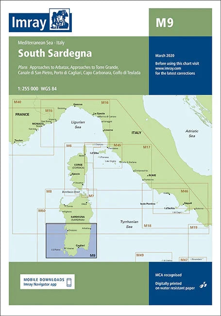 Carte marine M9 - South Sardegna 1/255 | Imray carte marine Imray 