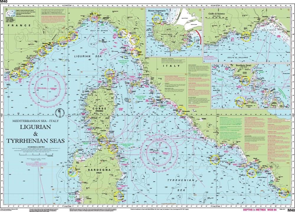 Carte marine Mer Ligure & Mer Tyrrhénienne Imray M40 (1:950 000) carte marine Imray 