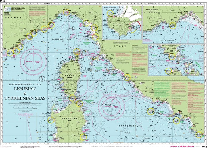 Carte marine Mer Ligure & Mer Tyrrhénienne Imray M40 (1:950 000) carte marine Imray 
