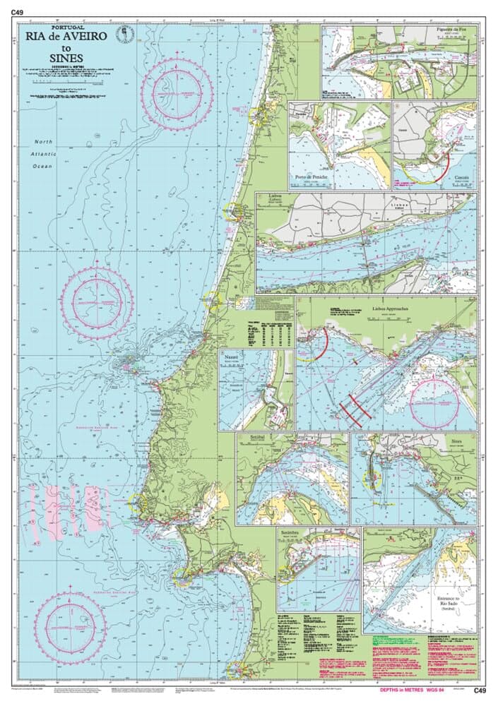 Carte marine Portugal Imray C49 - Ria de Aveiro à Sines (1:350 000) carte marine Imray 