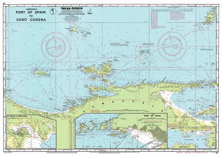 Carte marine Venezuela Imray D1 - Port of Spain à Cabo Codera (1:583 700) carte marine Imray 