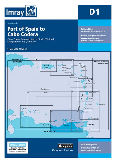 Carte marine Venezuela Imray D1 - Port of Spain à Cabo Codera (1:583 700) carte marine Imray Default Title