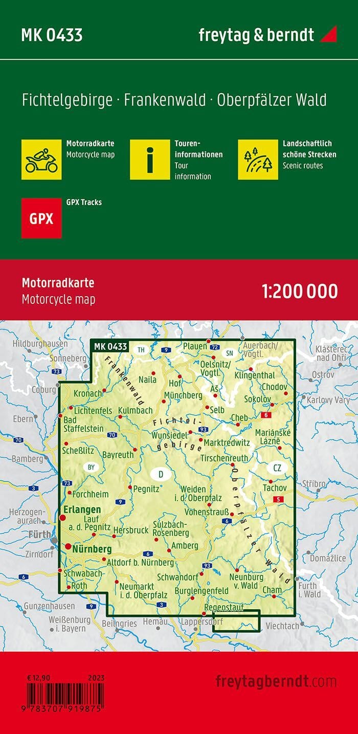 Carte moto - Fichtelgebirge | Freytag & Berndt – 1:200 000 carte routière Freytag & Berndt 