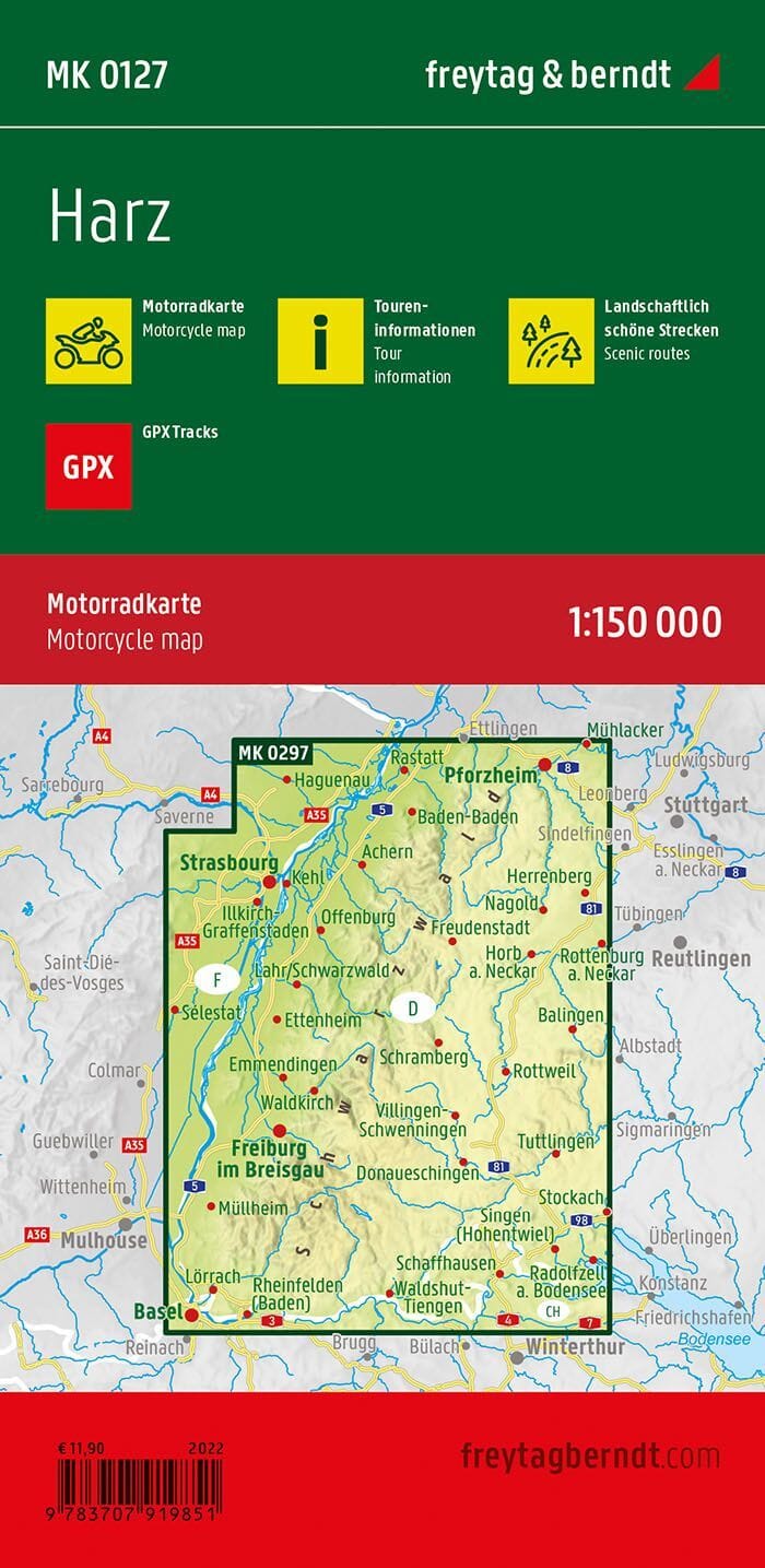 Carte moto - Harz | Freytag & Berndt – 1:150 000 carte routière Freytag & Berndt 