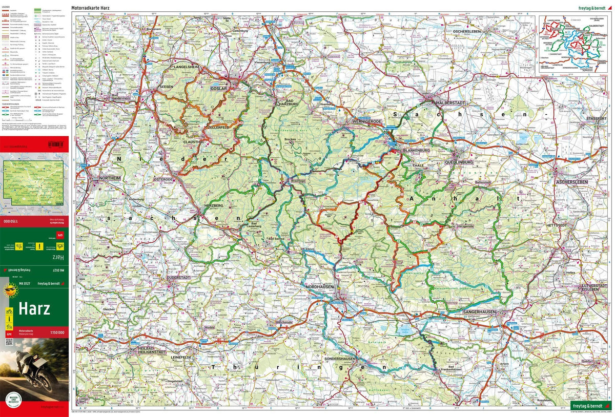 Carte moto - Harz | Freytag & Berndt – 1:150 000 carte routière Freytag & Berndt 