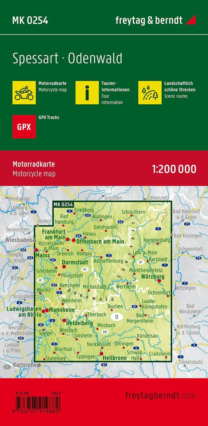 Carte moto - Spessart | Freytag & Berndt – 1:200 000 carte routière Freytag & Berndt 