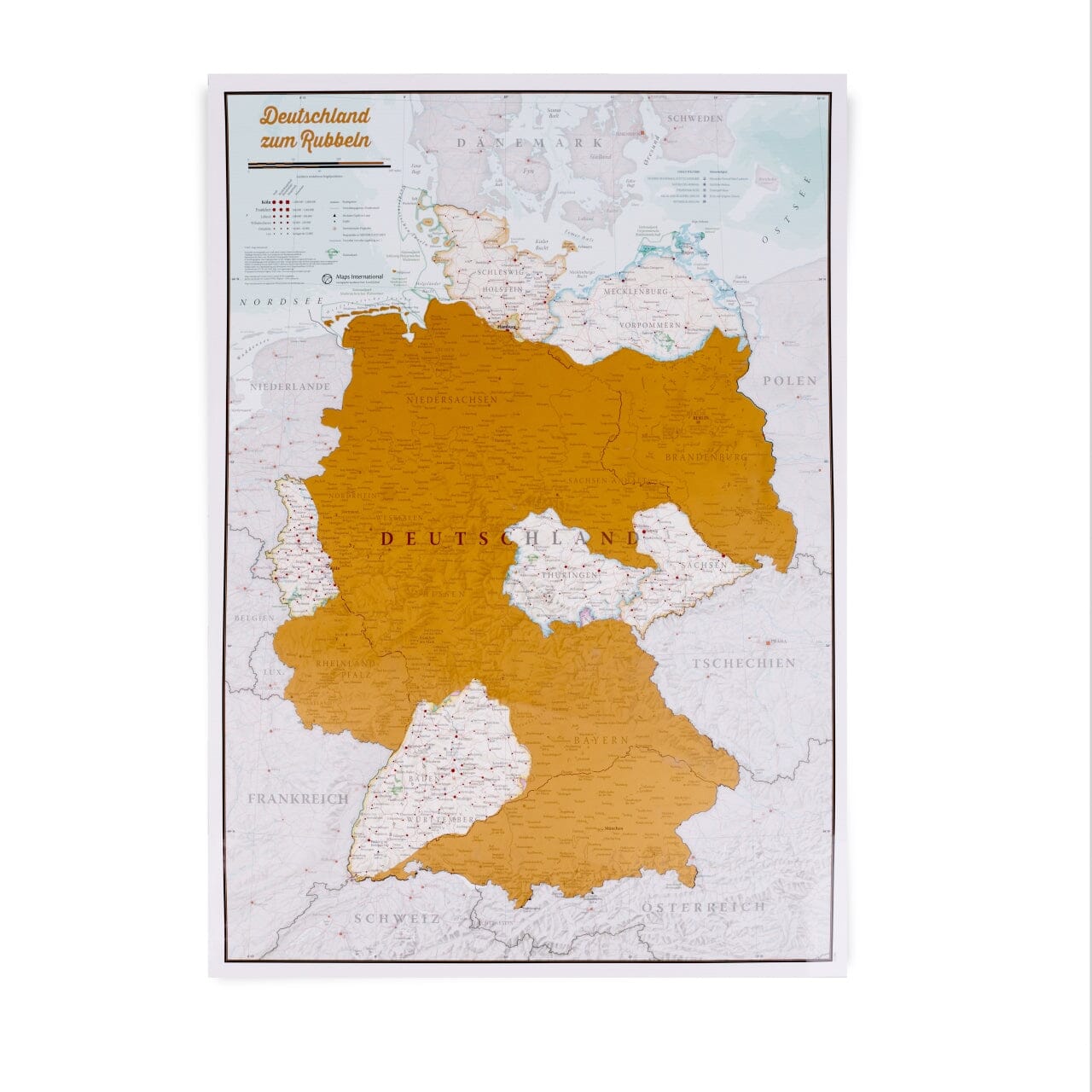 Carte murale à gratter - Allemagne - 42 x 59 cm | Maps International carte murale roulée (en tube) Maps International 