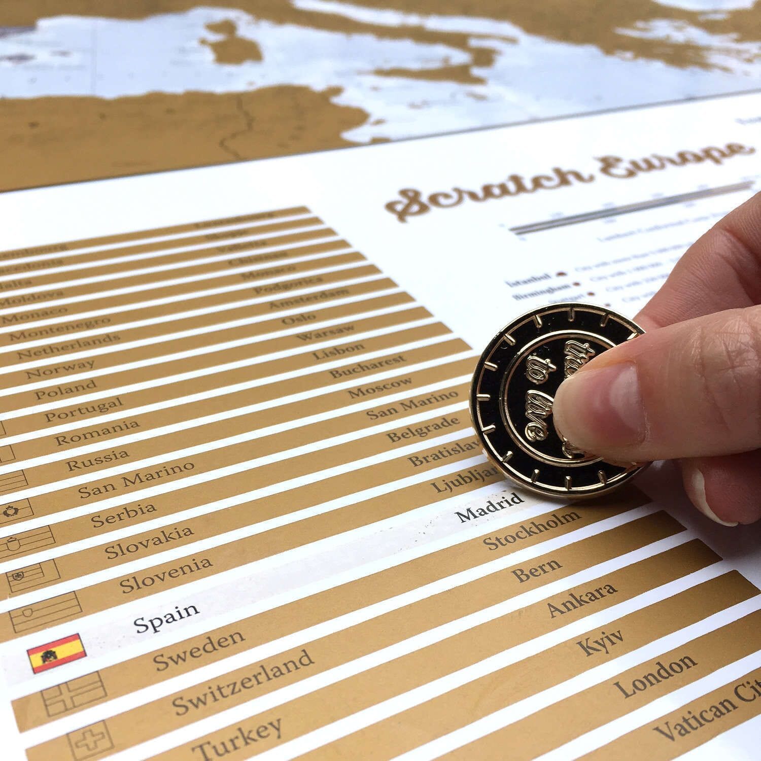 Carte murale à gratter de voyage - Europe - 42 x 30 cm | Maps International carte murale roulée (en tube) Maps International 