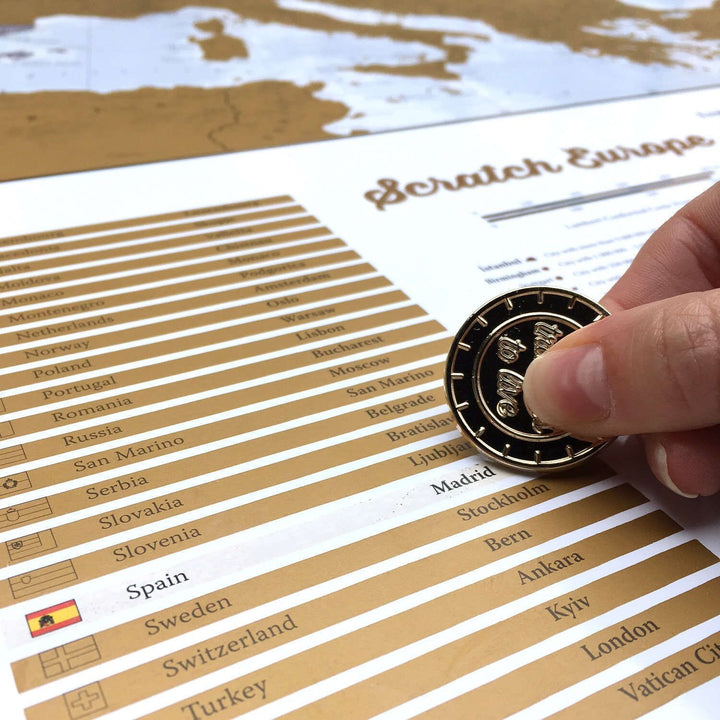 Carte murale à gratter de voyage - Europe - 42 x 30 cm | Maps International carte murale roulée (en tube) Maps International 