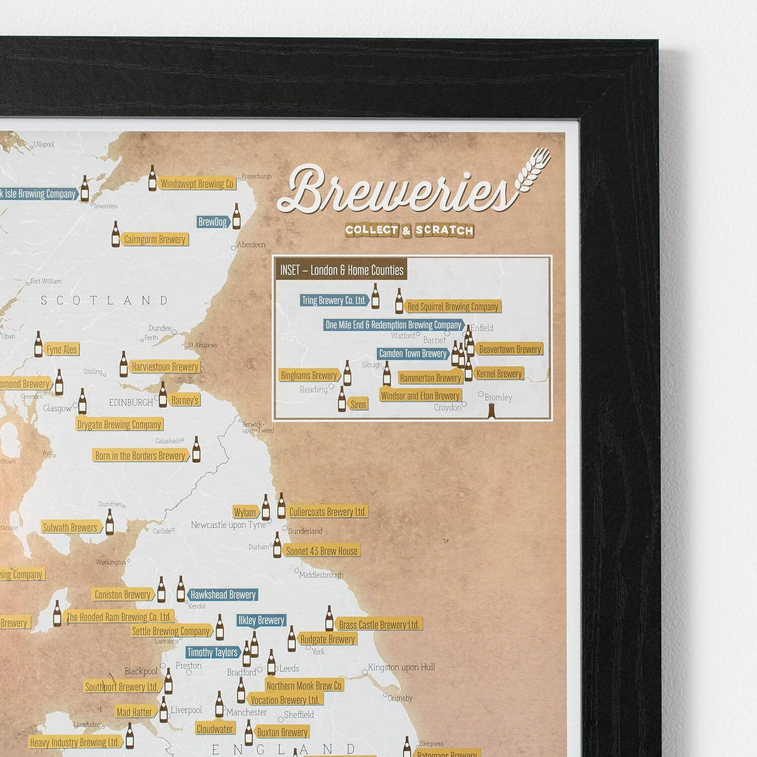 Carte murale à gratter (en anglais) - Les brasseries de Grande Bretagne - 30 x 42 cm | Maps International carte murale petit tube Maps International 