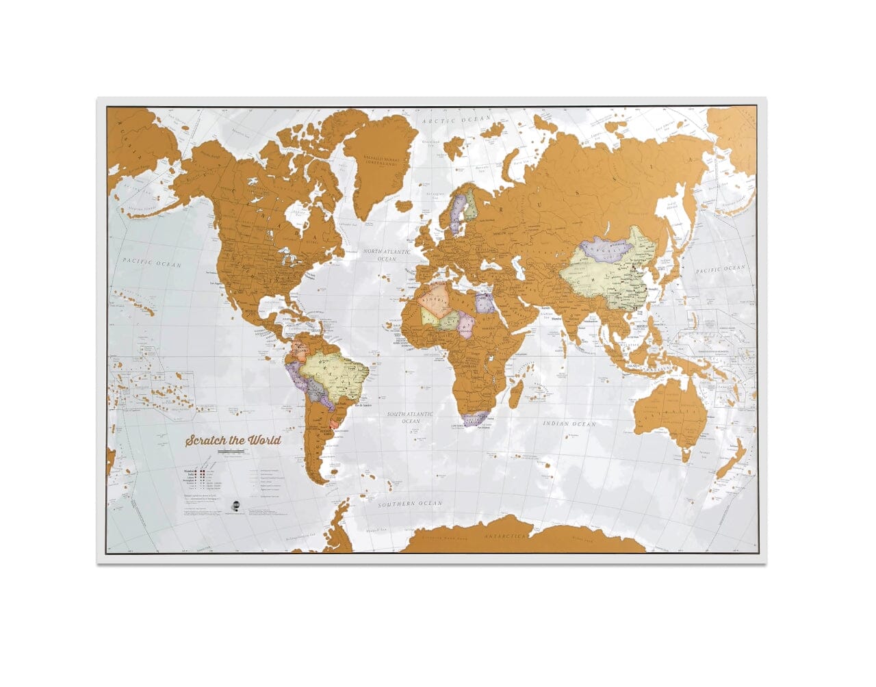 Carte murale à gratter (en anglais) - Monde (84 x 59 cm) | Maps International carte murale roulée (en tube) Maps International
