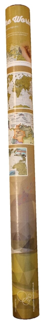 Carte murale à gratter (en anglais) - Monde (84 x 59 cm) | Maps International carte murale roulée (en tube) Maps International