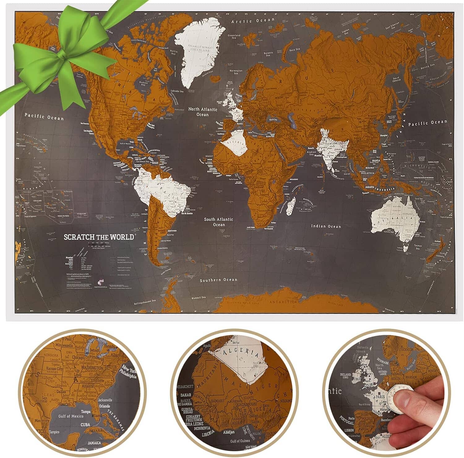 Carte murale à gratter (en anglais) - Monde, Black Edition (84 x 60 cm) | Maps International carte murale roulée (en tube) Maps International