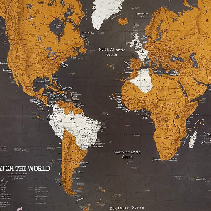 Carte murale à gratter (en anglais) - Monde, Black Edition (84 x 60 cm) | Maps International carte murale petit tube Maps International 