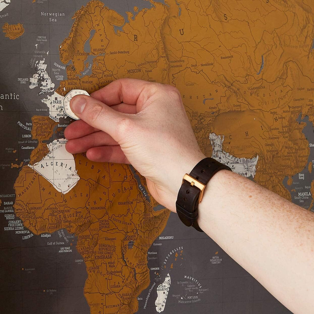 Carte murale à gratter (en anglais) - Monde, Black Edition (84 x 60 cm) | Maps International carte murale petit tube Maps International 