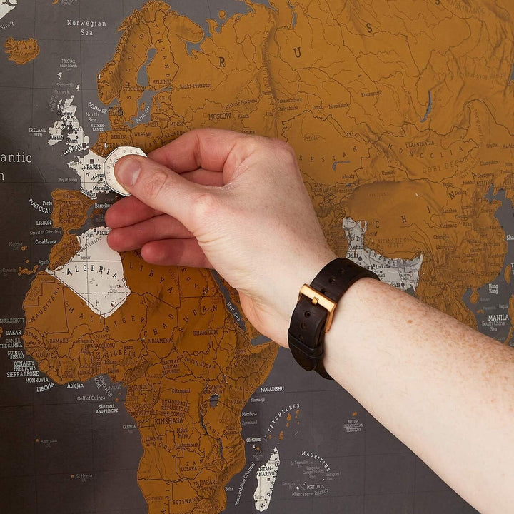 Carte murale à gratter (en anglais) - Monde, Black Edition (84 x 60 cm) | Maps International carte murale petit tube Maps International 