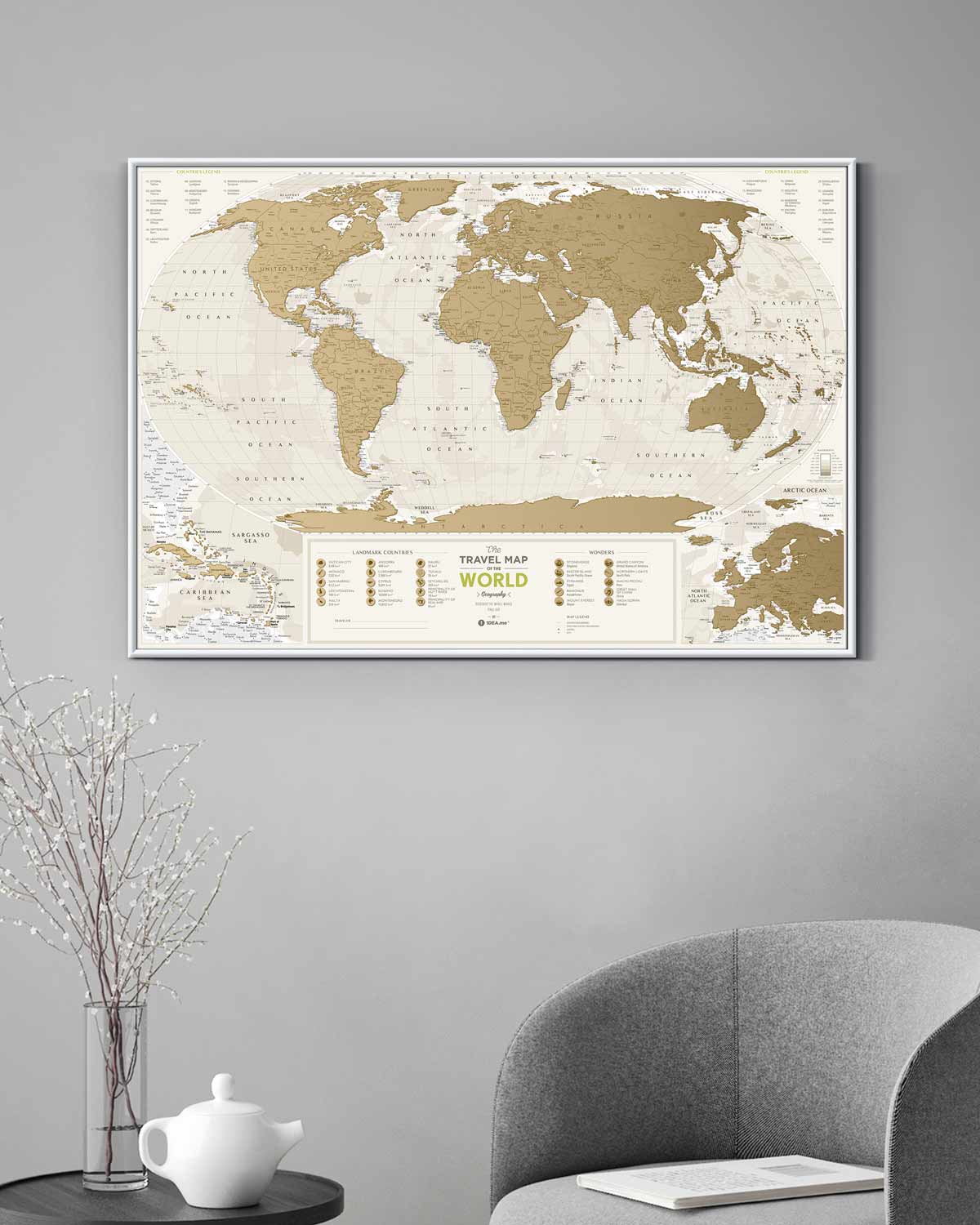 Carte murale à gratter (en anglais) - Travel map of the World, édition Geography - 88x 60 cm | 1DEA.me carte murale roulée (en tube) 1DEA.ME