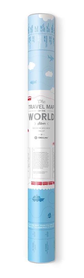 Carte murale à gratter (en anglais) - Travel map of the World, édition Silver - 80 x 60 cm | 1DEA.me carte murale roulée (en tube) 1DEA.ME