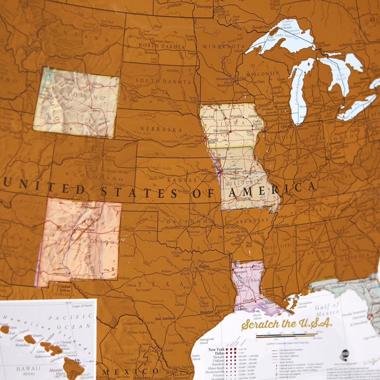 Carte murale à gratter (en anglais) - USA - 43 x 28 cm | Maps International carte murale roulée (en tube) Maps International