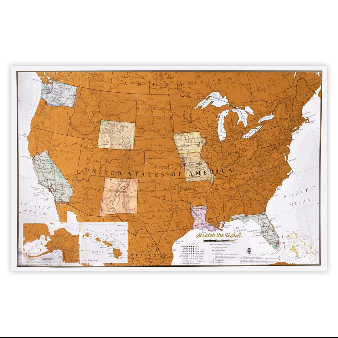 Carte murale à gratter (en anglais) - USA (43 x 28 cm) | Maps International carte murale roulée (en tube) Maps International 