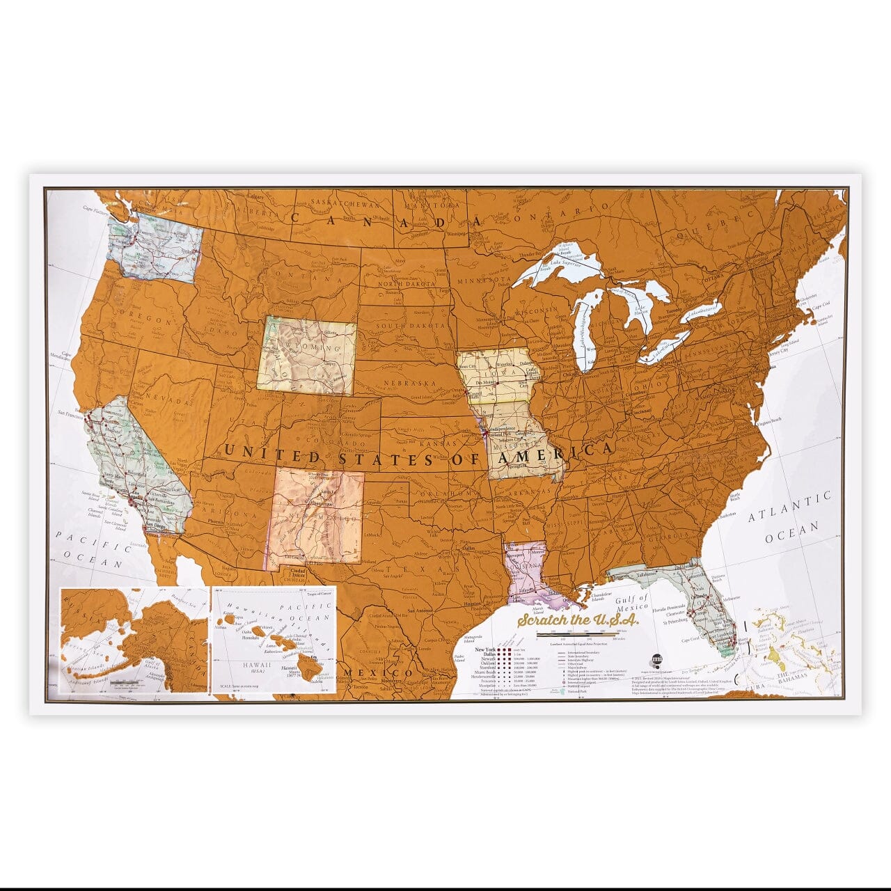 Carte murale à gratter (en anglais) - USA - 43 x 28 cm | Maps International carte murale roulée (en tube) Maps International