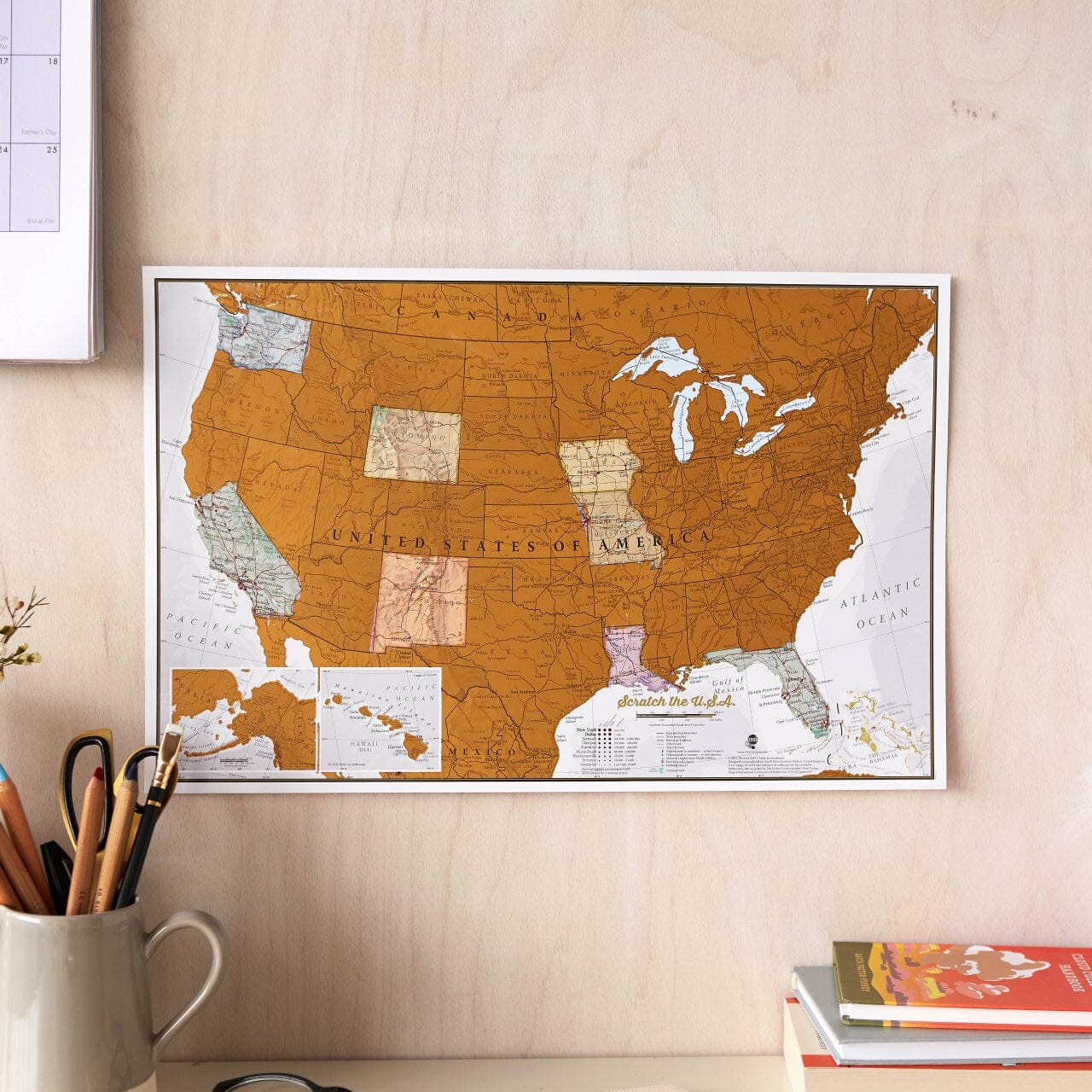 Carte murale à gratter (en anglais) - USA (43 x 28 cm) | Maps International carte murale roulée (en tube) Maps International 