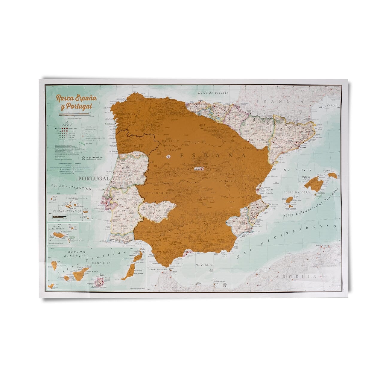 Carte murale à gratter - Espagne, Portugal - 42 x 59 cm | Maps International carte murale roulée (en tube) Maps International 