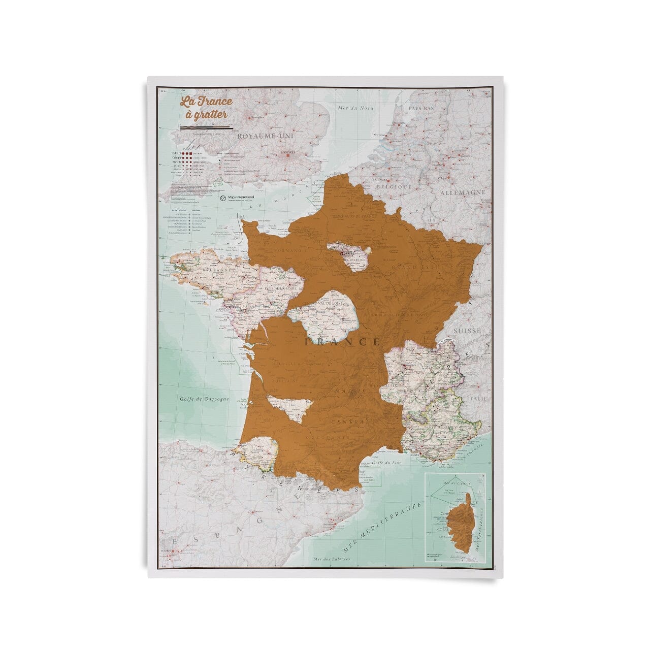 Carte murale à gratter - France - 42 x 59 cm | Maps International carte murale roulée (en tube) Maps International 