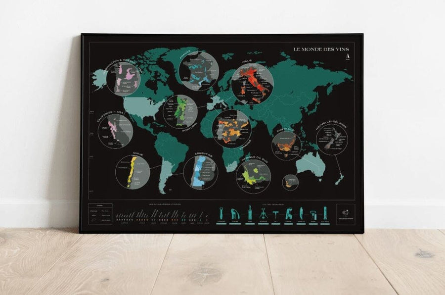 Carte murale à gratter - Le monde des vins (70 x 50 cm ) | 1020 Dégustations carte murale petit tube 1020 Dégustations 