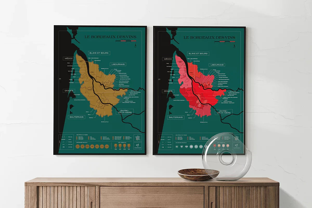 Carte murale à gratter - Les vins de Bordeaux (50 x 70 cm ) | 1020 Dégustations carte murale roulée (en tube) 1020 Dégustations