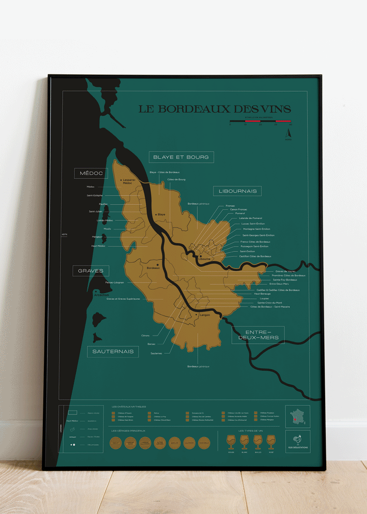 Carte murale à gratter - Les vins de Bordeaux (50 x 70 cm ) | 1020 Dégustations carte murale petit tube 1020 Dégustations 