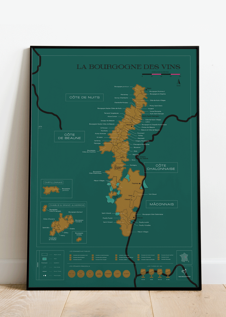 Carte murale à gratter - Les vins de Bourgogne (50 x 70 cm ) | 1020 Dégustations carte murale petit tube 1020 Dégustations 