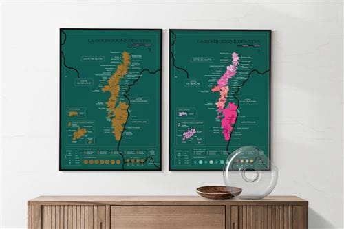 Carte murale à gratter - Les vins de Bourgogne (50 x 70 cm ) | 1020 Dégustations carte murale roulée (en tube) 1020 Dégustations