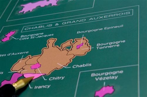 Carte murale à gratter - Les vins de Bourgogne (50 x 70 cm ) | 1020 Dégustations carte murale roulée (en tube) 1020 Dégustations