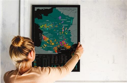 Carte murale à gratter - Les vins de France (50 x 70 cm ) | 1020 Dégustations carte murale roulée (en tube) 1020 Dégustations