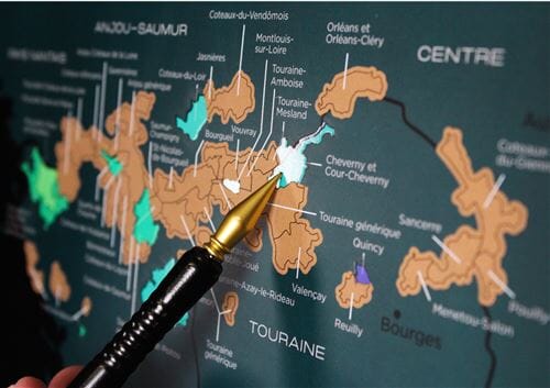 Carte murale à gratter - Les vins de France (50 x 70 cm ) | 1020 Dégustations carte murale roulée (en tube) 1020 Dégustations