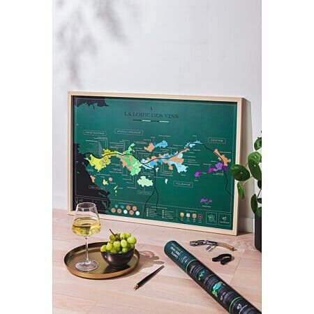Carte murale à gratter - Les vins de la Loire (70 x 50 cm ) | 1020 Dégustations carte murale roulée (en tube) 1020 Dégustations