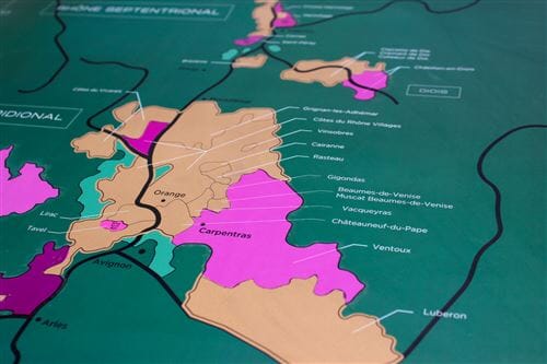 Carte murale à gratter - Les vins de la vallée du Rhône (50 x 70 cm ) | 1020 Dégustations carte murale roulée (en tube) 1020 Dégustations