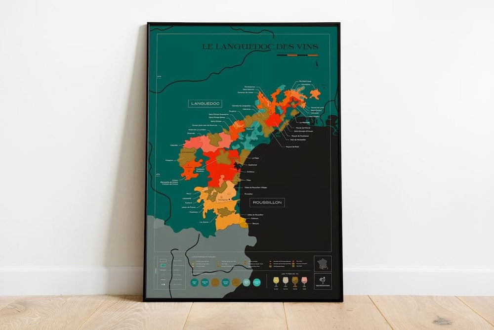 Carte murale à gratter - Les vins du Languedoc (50 x 70 cm ) | 1020 Dégustations carte murale petit tube 1020 Dégustations 