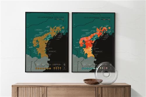 Carte murale à gratter - Les vins du Languedoc (50 x 70 cm ) | 1020 Dégustations carte murale roulée (en tube) 1020 Dégustations