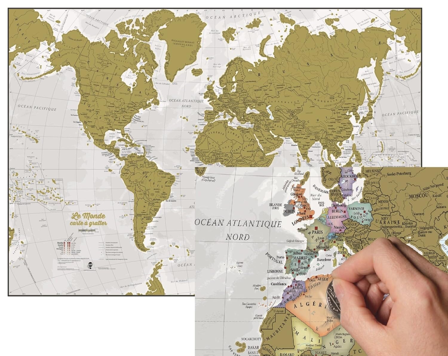 Carte murale à gratter - Monde (84 x 59 cm) | Maps International carte murale roulée (en tube) Maps International 