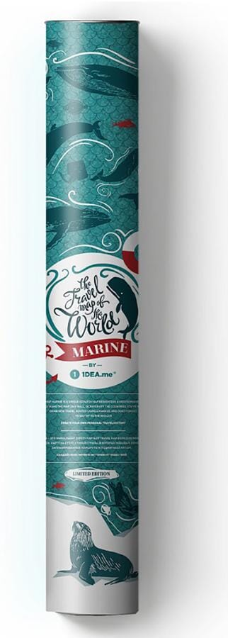 Carte murale à gratter petit format (en anglais) - Travel Map, édition Marine World - 60 x 40 cm | 1DEA.me carte murale roulée (en tube) 1DEA.ME