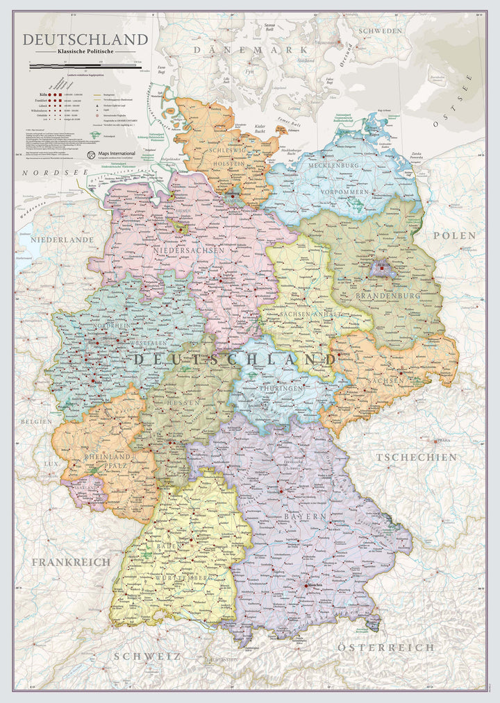 Carte murale - Allemagne (en allemand), style classique - 42 x 60 cm | Maps International carte murale petit tube Maps International 