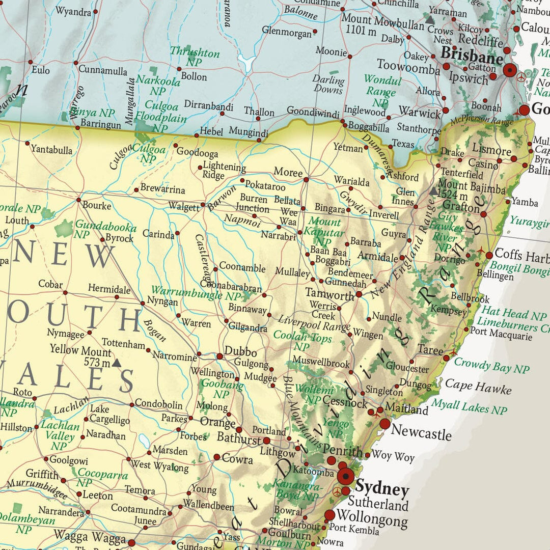 Carte murale - Australie (en anglais), style classique - 60 x 42 cm | Maps International carte murale petit tube Maps International 