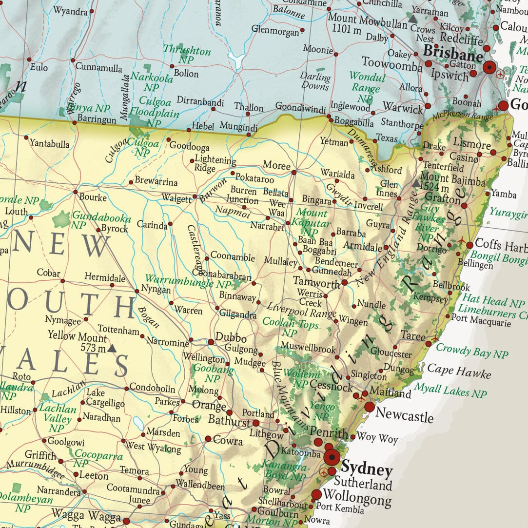 Carte murale - Australie (en anglais), style classique - 60 x 42 cm | Maps International carte murale roulée (en tube) Maps International