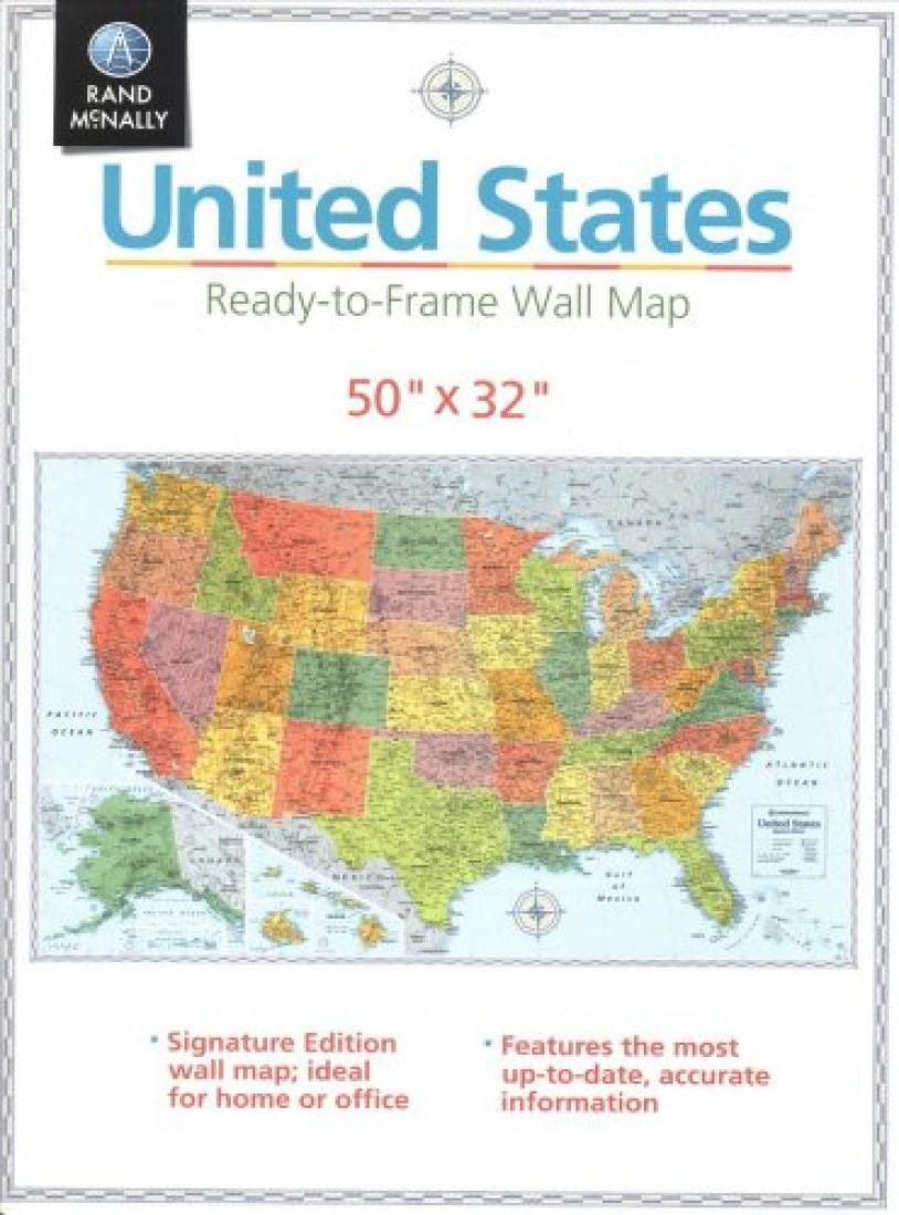 Carte murale des États-Unis, édition Signature (pliée) | Rand McNally carte murale roulée (en tube) Rand McNally