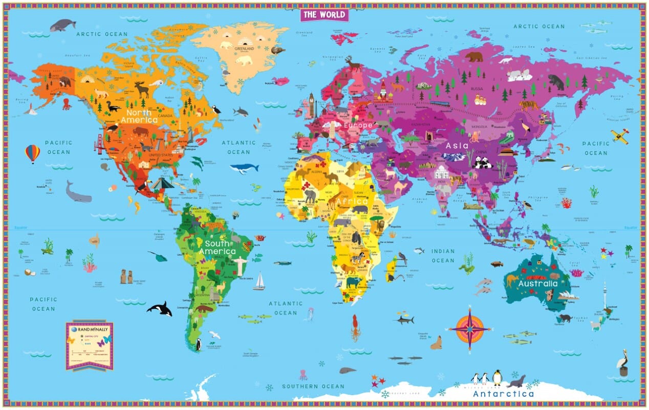 Carte murale du monde illustrée, pliée (en anglais) | Rand McNally carte routière Rand McNally Default Title