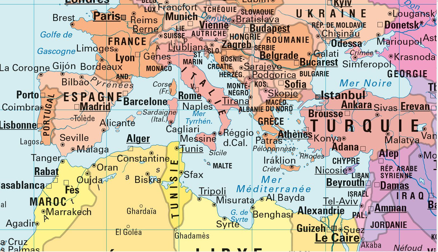 Carte murale (en français) - Le Monde politique, Projection de Gall-Peters (82 x 52 cm) | Huber carte murale roulée (en tube) Huber