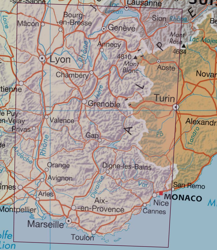 Carte murale en relief - Alpes & Vallée du Rhône - 80 x 113 cm | IGN carte en relief IGN 