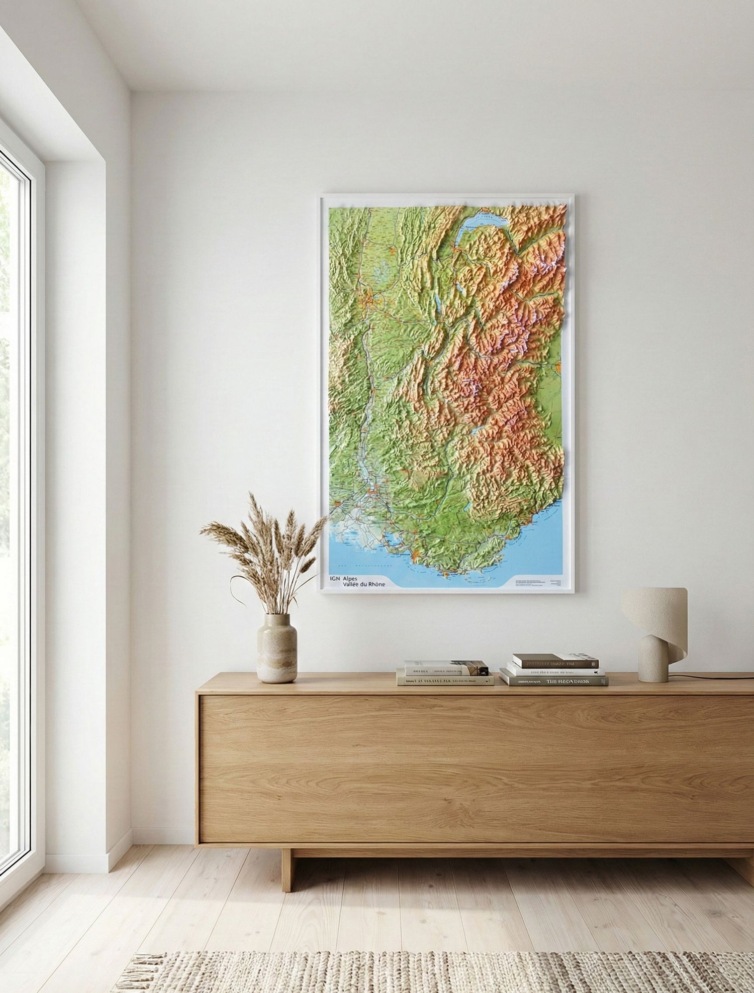 Carte murale en relief - Alpes & Vallée du Rhône - 80 x 113 cm | IGN carte en relief IGN 